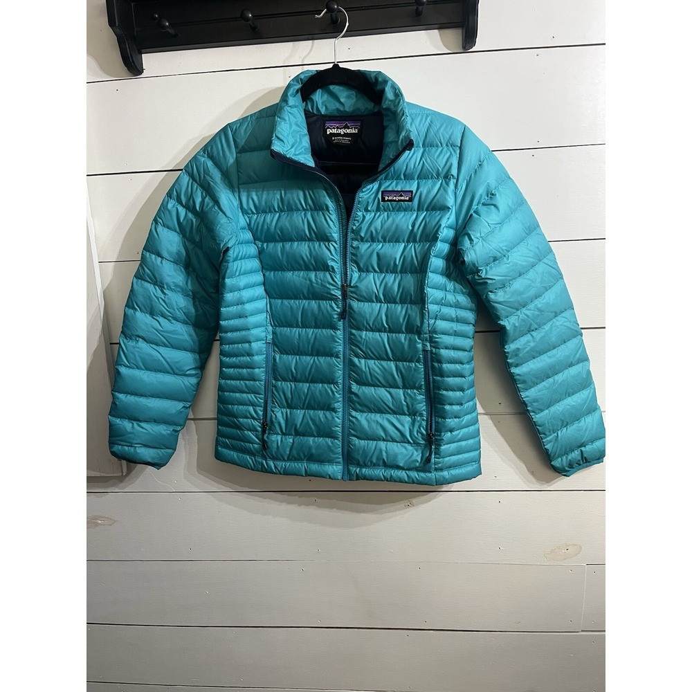 Patagonia Coat Down Sweater Teal Blue Puffer Jacket Women's‎ Size S